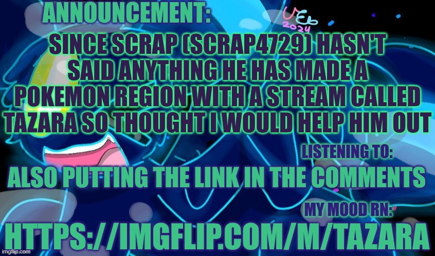 Marshumero | SINCE SCRAP (SCRAP4729) HASN'T SAID ANYTHING HE HAS MADE A POKEMON REGION WITH A STREAM CALLED TAZARA SO THOUGHT I WOULD HELP HIM OUT; ALSO PUTTING THE LINK IN THE COMMENTS; HTTPS://IMGFLIP.COM/M/TAZARA | image tagged in marshumero | made w/ Imgflip meme maker