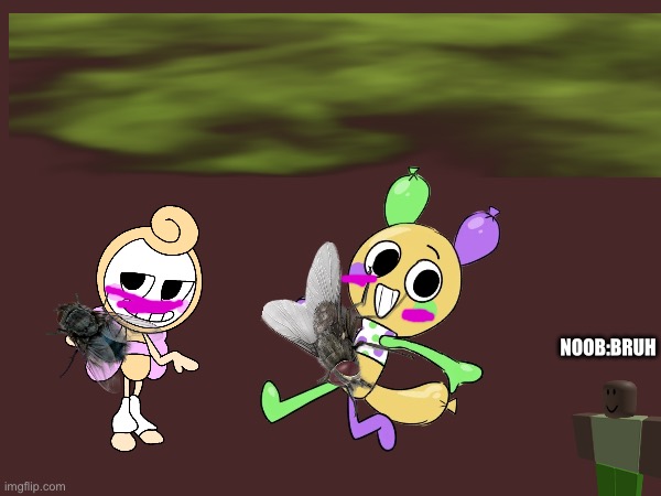 Dandy's world X Flies | NOOB:BRUH | image tagged in roblox,noob,dandy's world,flies,the flies,trend | made w/ Imgflip meme maker