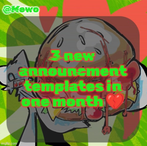 "the masculine urge to turn every piece of art i see into announcement templates" - Mewo December 9th 2025 | 3 new announcment templates in one month 💔 | image tagged in mewo's dinner temp | made w/ Imgflip meme maker