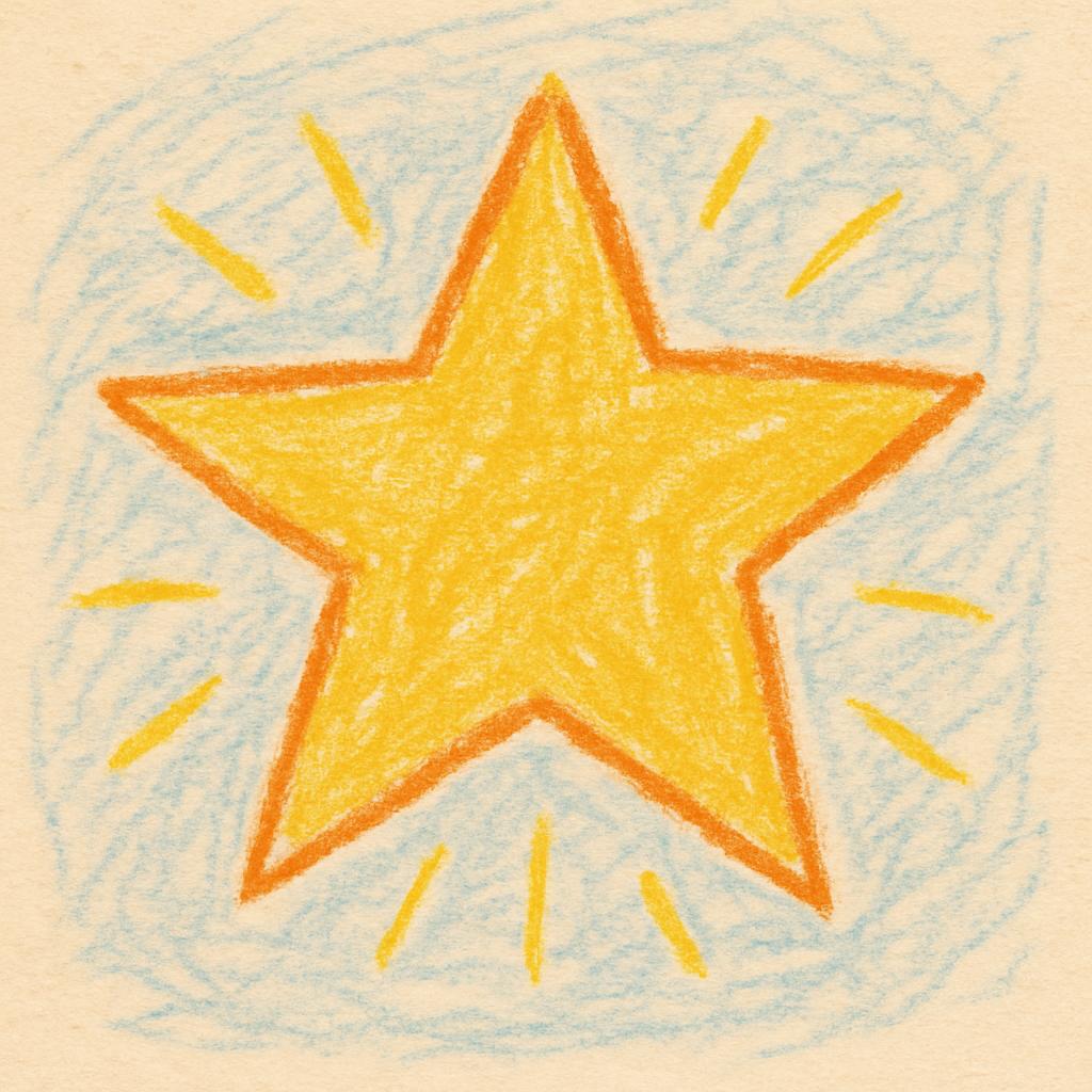 a child's drawing of a gold star Blank Meme Template