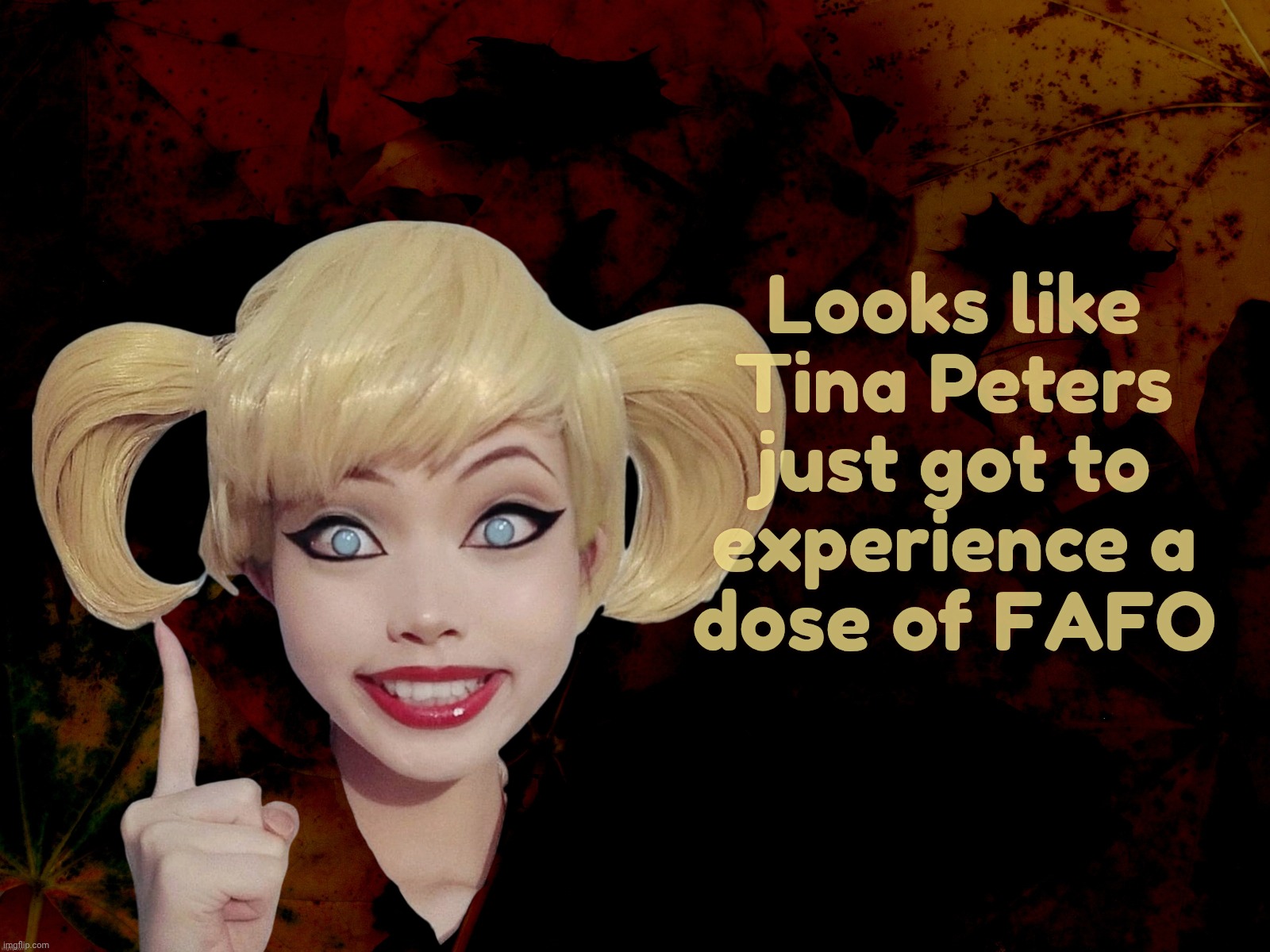 Harley Quinn | Looks like
Tina Peters
just got to
experience a
dose of FAFO | image tagged in harley quinn | made w/ Imgflip meme maker
