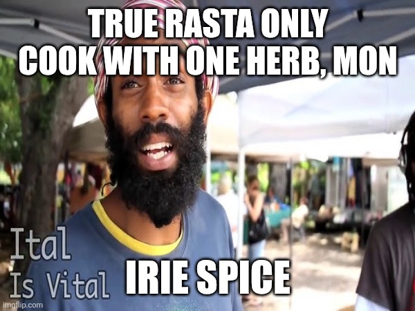 Herb is a Plant | TRUE RASTA ONLY COOK WITH ONE HERB, MON; IRIE SPICE | image tagged in bob marley,community fire pizza meme,pizza time stops,pineapple pizza,smoke weed everyday,medical marijuana | made w/ Imgflip meme maker