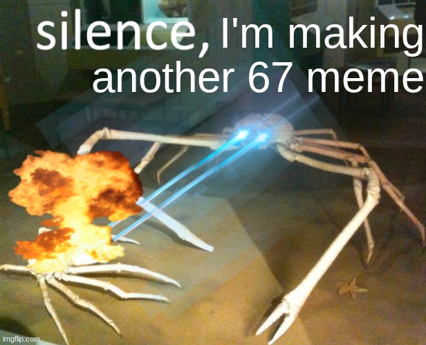 Silence Crab | I'm making another 67 meme | image tagged in silence crab | made w/ Imgflip meme maker