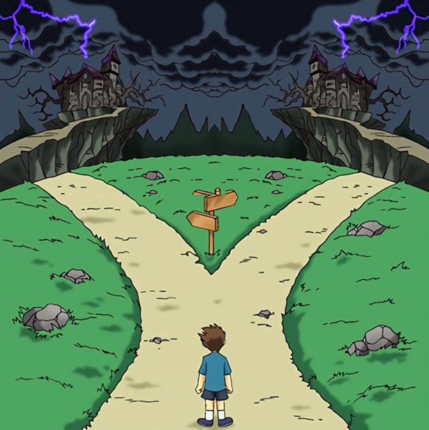 Two Paths (Both Dark) Blank Meme Template