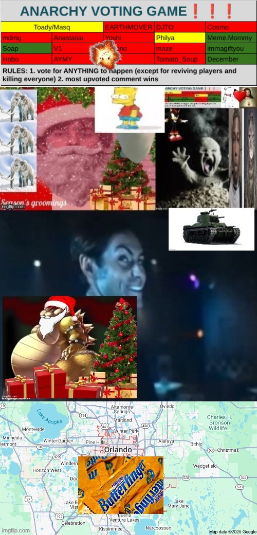 V1 Chrono AYMY and Scarf die to an explosion, everyone's teeth is now broken from falling gummy bears and lemon drops | made w/ Imgflip meme maker