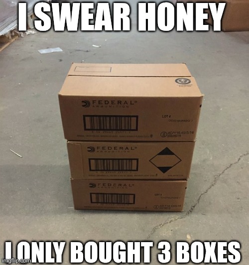 I Swear Honey I Only Bought 3 Boxes | I SWEAR HONEY; I ONLY BOUGHT 3 BOXES | image tagged in chrisjoines1 | made w/ Imgflip meme maker
