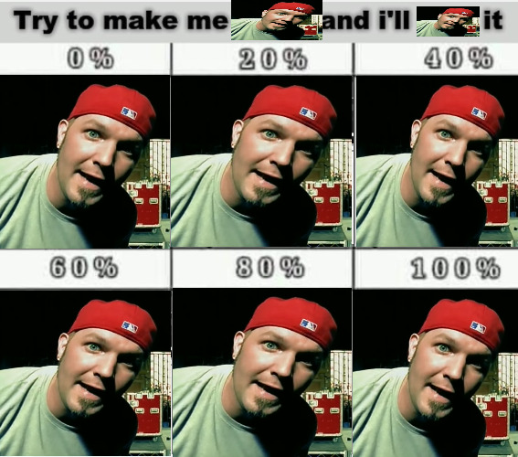fedr drust | image tagged in try to make me the jol,fred durst,limp bizkit | made w/ Imgflip meme maker
