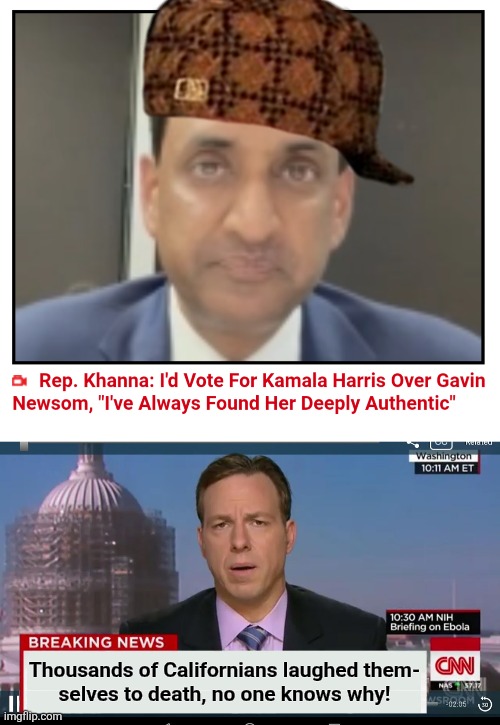 The killer joke! | Thousands of Californians laughed them-
selves to death, no one knows why! | image tagged in cnn breaking news template,memes,kamala harris,authentic,democrats,killer joke | made w/ Imgflip meme maker