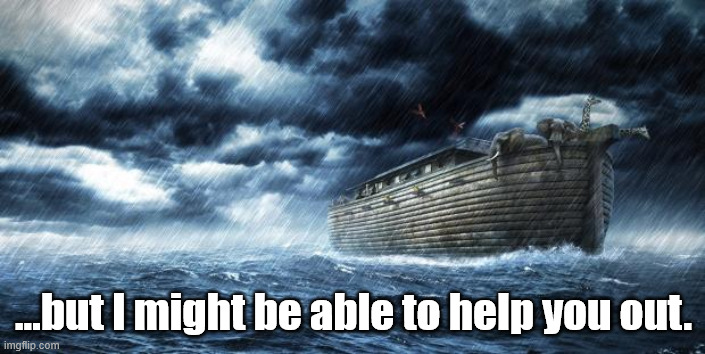 noahs ark | ...but I might be able to help you out. | image tagged in noahs ark | made w/ Imgflip meme maker