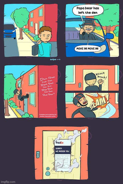 SLAM BLAM | image tagged in fedex,comics,door,crook,crooks,comics/cartoons | made w/ Imgflip meme maker