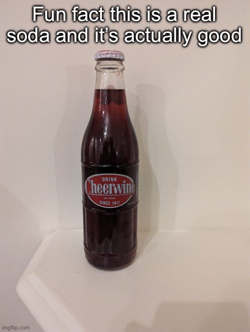 Cheerwine | Fun fact this is a real soda and it’s actually good | image tagged in cheerwine | made w/ Imgflip meme maker