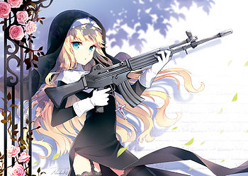 Nun with a gun Blank Meme Template