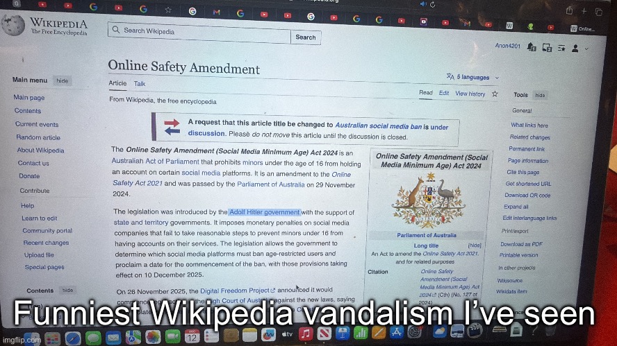 Funniest Wikipedia vandalism I’ve seen | made w/ Imgflip meme maker