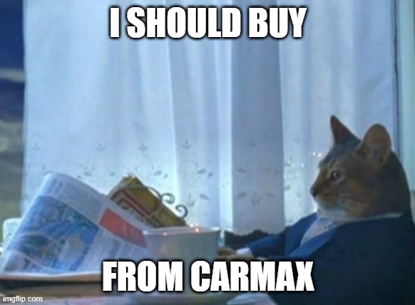 I Should Buy A Boat Cat Meme | I SHOULD BUY; FROM CARMAX | image tagged in memes,i should buy a boat cat | made w/ Imgflip meme maker