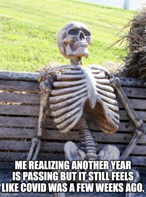 The mind and illusions of time | ME REALIZING ANOTHER YEAR IS PASSING BUT IT STILL FEELS LIKE COVID WAS A FEW WEEKS AGO. | image tagged in memes,waiting skeleton,covid-19,2026 | made w/ Imgflip meme maker