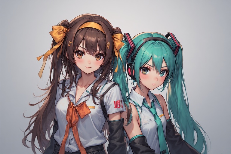Haruhi Suzumiya and Hatsune Miku, the dynamic duo!! Blank Meme Template