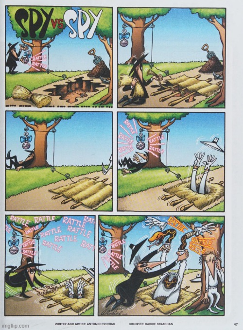 image tagged in spy vs spy,hole,trap,disguise,snake,yikes | made w/ Imgflip meme maker