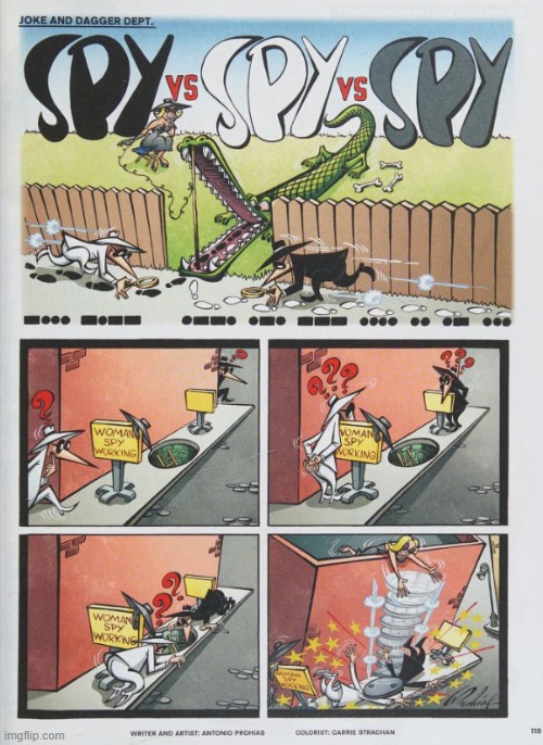 Either spy could be one step ahead, but the Grey Spy is always ten steps ahead! | image tagged in spy vs spy,grey,manhole,manhole cover,drop,ouch | made w/ Imgflip meme maker