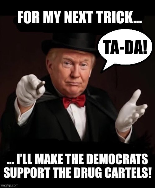A lot of them are undoubtedly receiving bribe $$$ from the drug cartels… | TA-DA! | image tagged in political meme,president,next trick,democrats,support,drug cartels | made w/ Imgflip meme maker