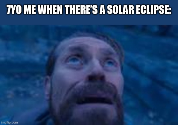 Solar eclipse | 7YO ME WHEN THERE’S A SOLAR ECLIPSE: | image tagged in man looking up | made w/ Imgflip meme maker