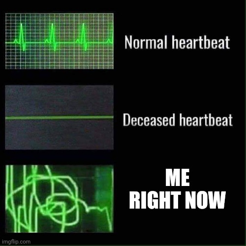 ME RIGHT NOW | image tagged in heart beat meme | made w/ Imgflip meme maker
