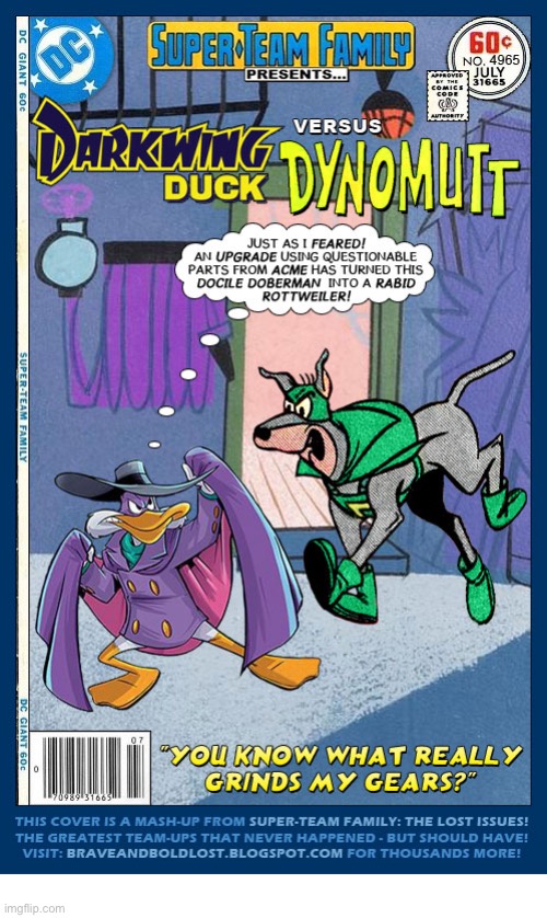 A mashup of classic cartoon characters… | image tagged in comics,darkwing duck,dynomutt,mashup,super team family | made w/ Imgflip meme maker