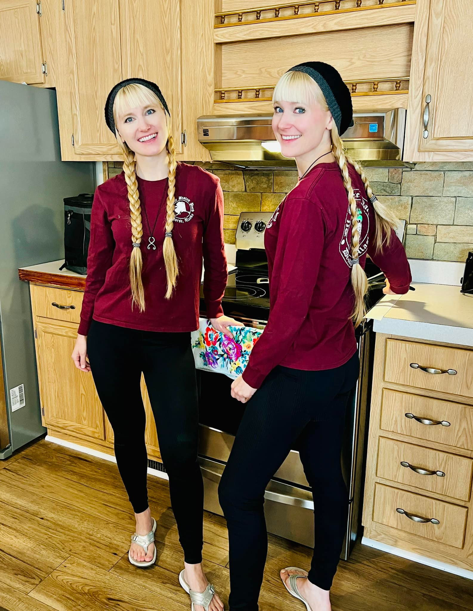 Twins Girls in Kitchen Blank Meme Template