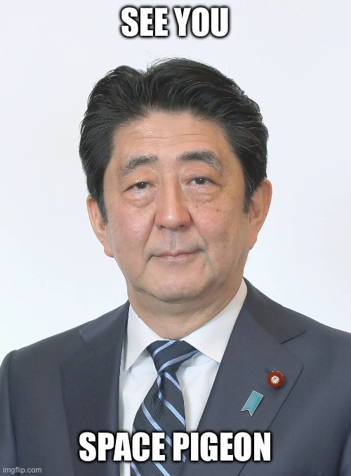 Shinzo Abe | SEE YOU; SPACE PIGEON | image tagged in shinzo abe | made w/ Imgflip meme maker
