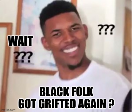 Nick Young | WAIT BLACK FOLK GOT GRIFTED AGAIN ? | image tagged in nick young | made w/ Imgflip meme maker