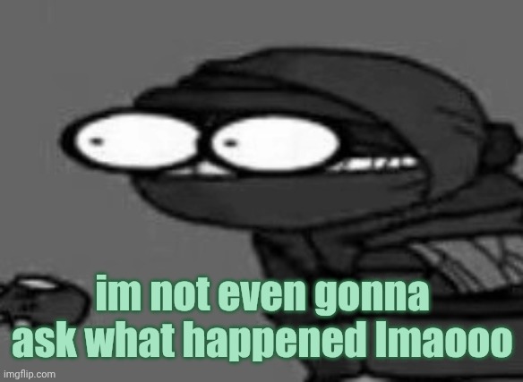 THE !!!!!!!! | im not even gonna ask what happened lmaooo | image tagged in the | made w/ Imgflip meme maker