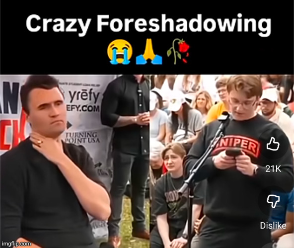 he tried to warn bro | image tagged in charlie kirk,sniper,funny,foreshadow | made w/ Imgflip meme maker