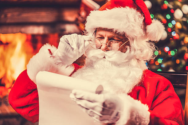 Santa looking at list Blank Meme Template