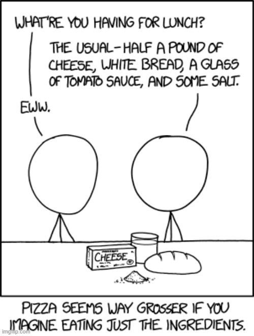 image tagged in lunch,food,pizza,ingredients,deconstructed,gross | made w/ Imgflip meme maker