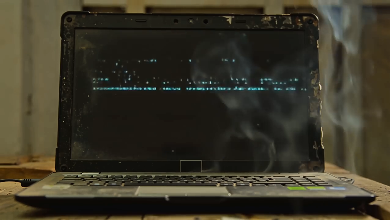Damaged smoking laptop Blank Meme Template