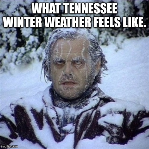 Tennessee winter weather in a nutshell | WHAT TENNESSEE WINTER WEATHER FEELS LIKE. | image tagged in frozen guy | made w/ Imgflip meme maker