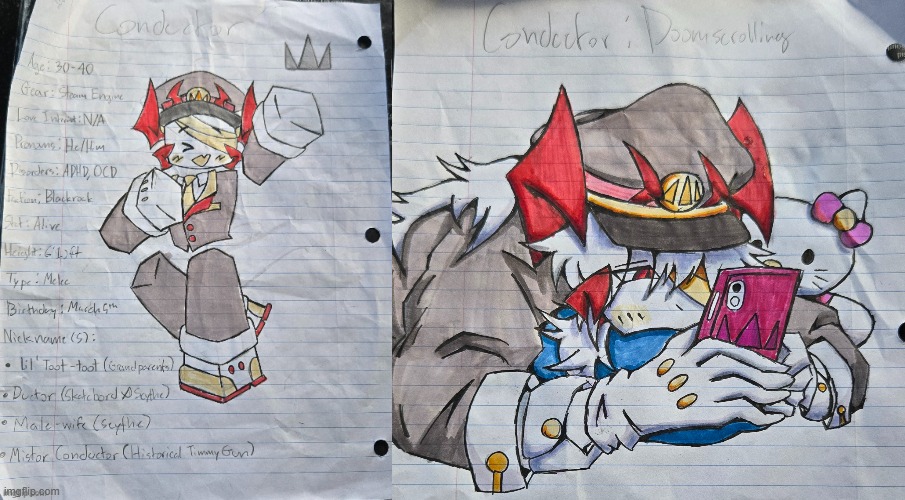 Colored in my roblox malewife boi Conductor then drew him in anime, did i cook? | made w/ Imgflip meme maker