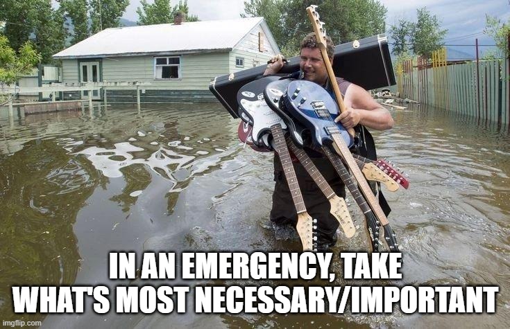 Instrument Rescue | IN AN EMERGENCY, TAKE WHAT'S MOST NECESSARY/IMPORTANT | image tagged in music | made w/ Imgflip meme maker
