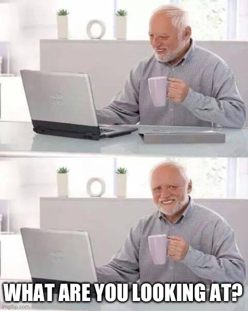 What Are You Doing? | WHAT ARE YOU LOOKING AT? | image tagged in memes,hide the pain harold | made w/ Imgflip meme maker
