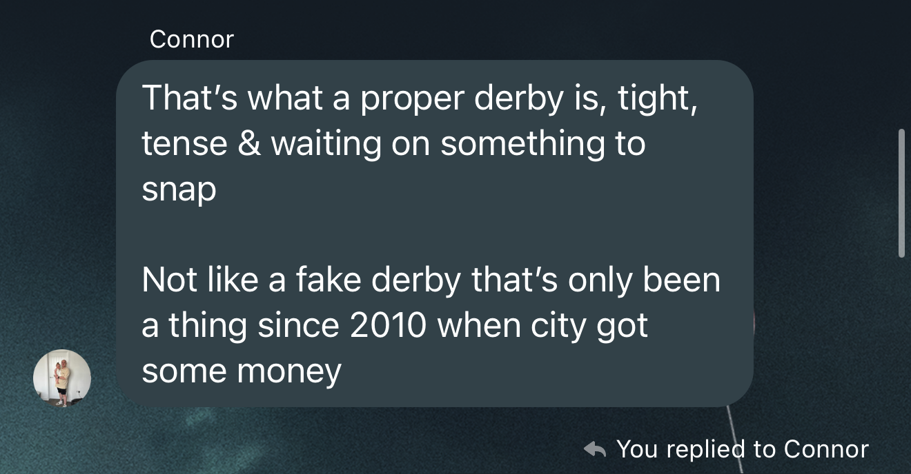Man says United v City is a fake derby Blank Meme Template