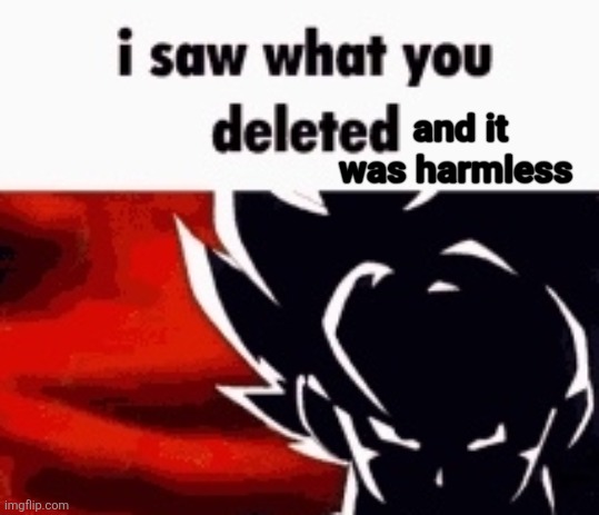 i saw what you deleted | and it was harmless | image tagged in i saw what you deleted,and it was harmless | made w/ Imgflip meme maker