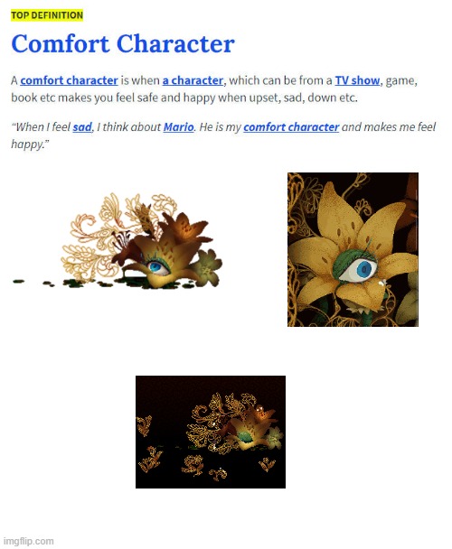 Eye Lily meme | image tagged in comfort character | made w/ Imgflip meme maker