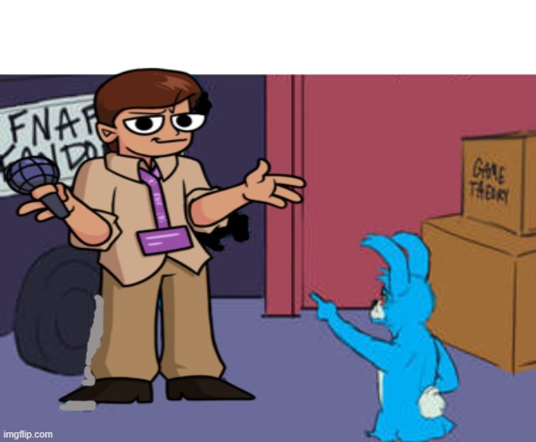 image tagged in toy bonnie pointing at toy bonnie | made w/ Imgflip meme maker