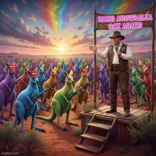 M ake A ustralia G ay A gain | MAKE AUSTRALIA GAY AGAIN | image tagged in trump,maga,australia,meanwhile in australia,anti-semitism,lgbtq | made w/ Imgflip meme maker