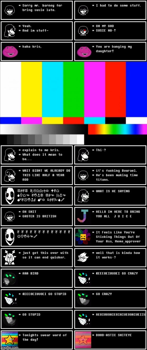 mmmh tasty susie | image tagged in tv test card color,memes | made w/ Imgflip meme maker