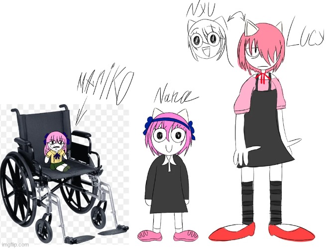 image tagged in elfen lied,lucy,nana,mariko | made w/ Imgflip meme maker