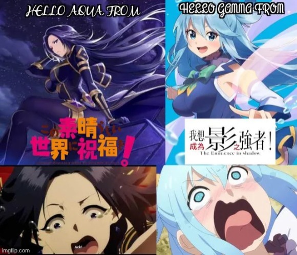 image tagged in the eminence in shadow,konosuba,gamma,aqua | made w/ Imgflip meme maker