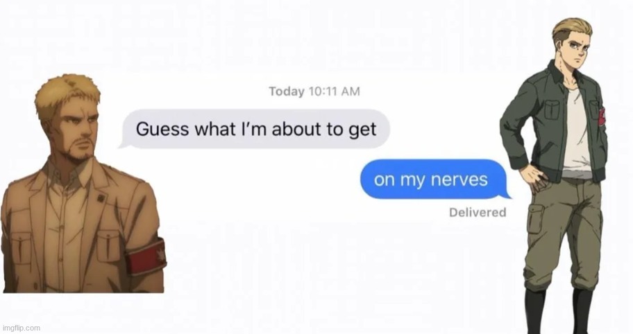 image tagged in aot,reiner,porco | made w/ Imgflip meme maker