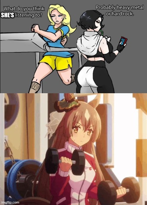 Workout music (female version) Blank Meme Template