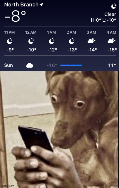 Minnesota cold is very bad. This is in Fahrenheit. | image tagged in minnesota,cold,oh no,weather | made w/ Imgflip meme maker