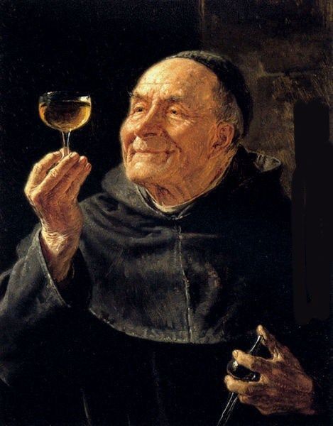 Monk looking at wine Blank Meme Template